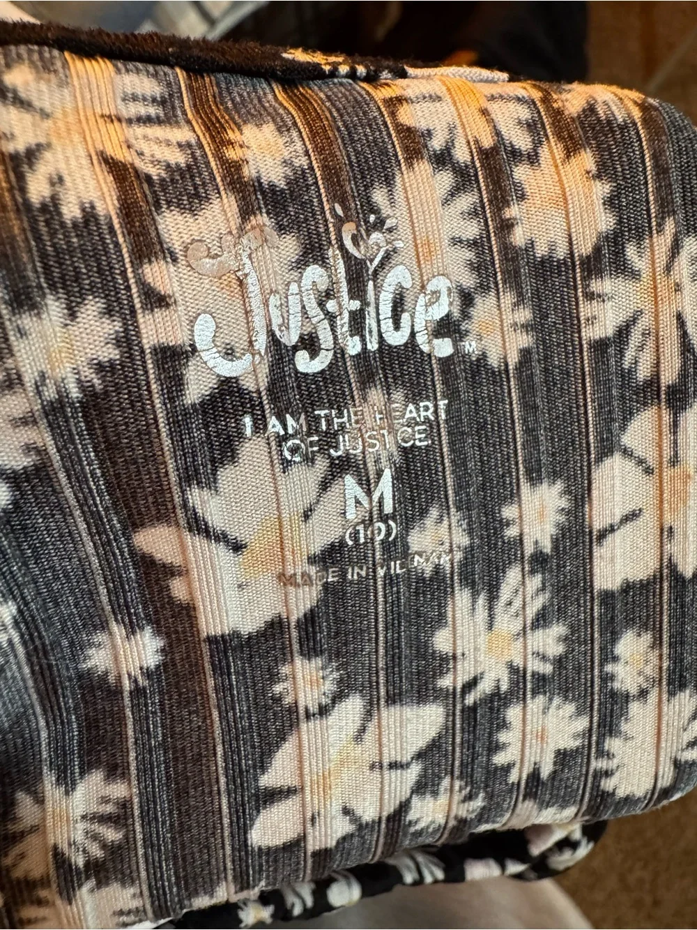 Justice Black Floral Button-Front Tie-Hem Blouse